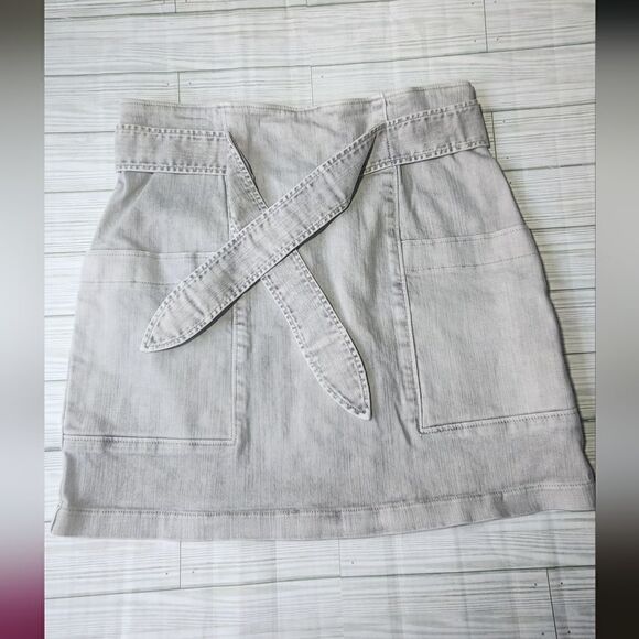 La Vie Rebecca Taylor Tie Front Skirt Size 31 in Gray Denim - Picture 12 of 13